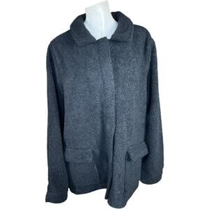 Susan Graver Weekend Polar Fleece‎ Button Front Jacket Black X-Large NWOT